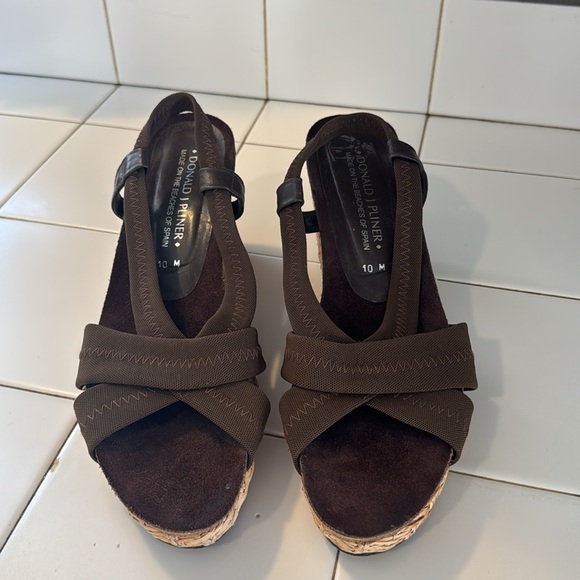 Donald J Pilner Wedge Sandals Women's 10 M Strappy Espadrille Slingback Brown - Picture 2 of 12